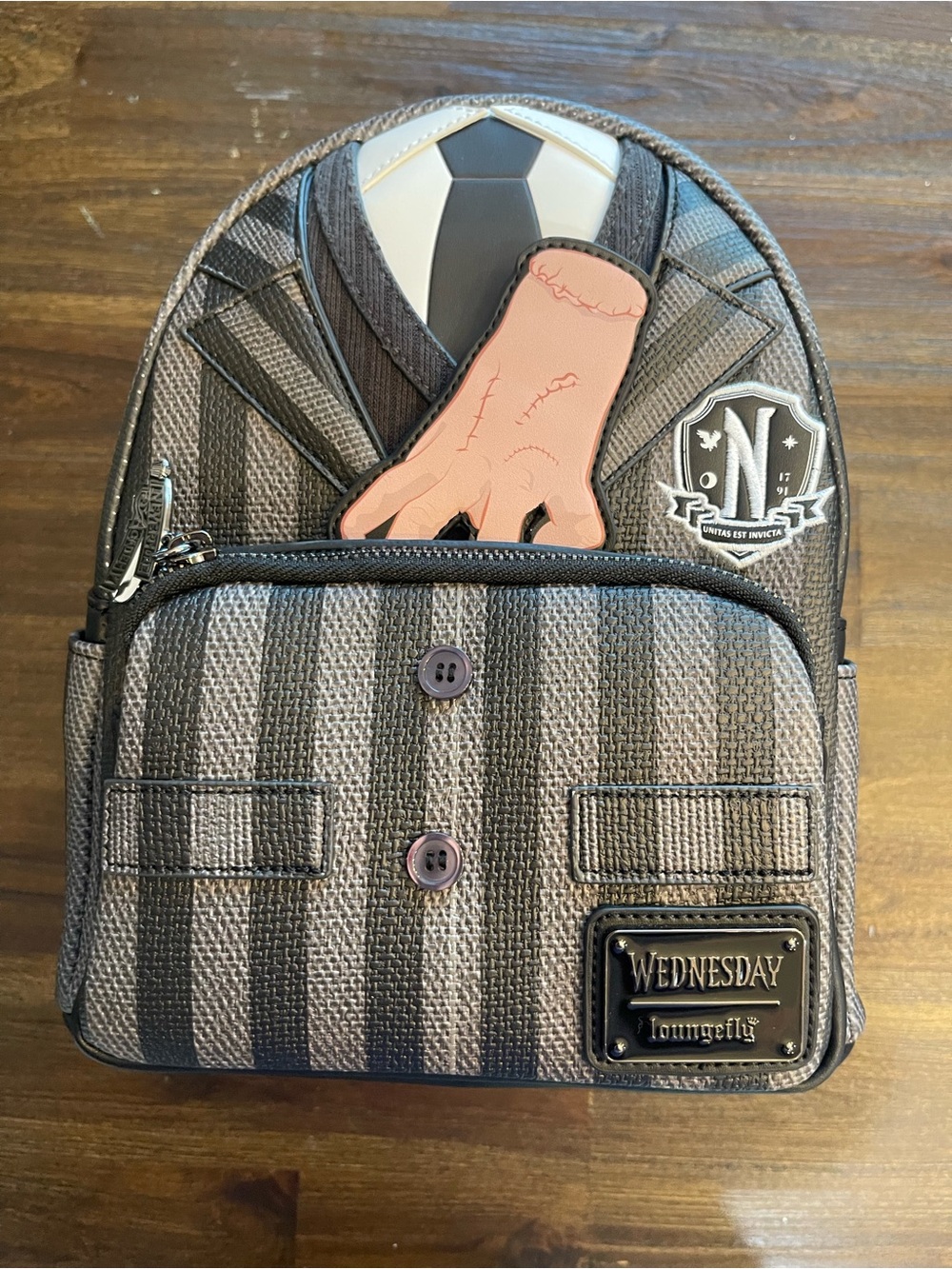 Loungefly Wednesday Mini Backpack - Black, Gray & Pink
